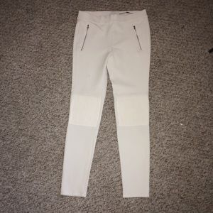 White Dress Pant with Faux Leather